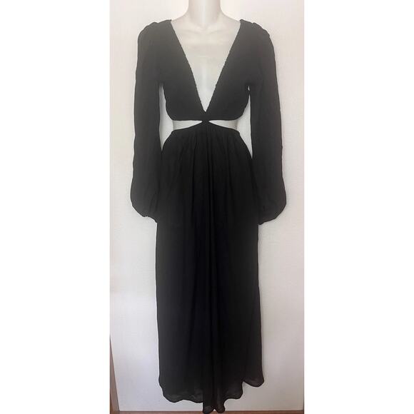 NWT INDAH Julie Cutaway Maxi Dress Size Small Black Romantic Goth - Picture 4 of 12